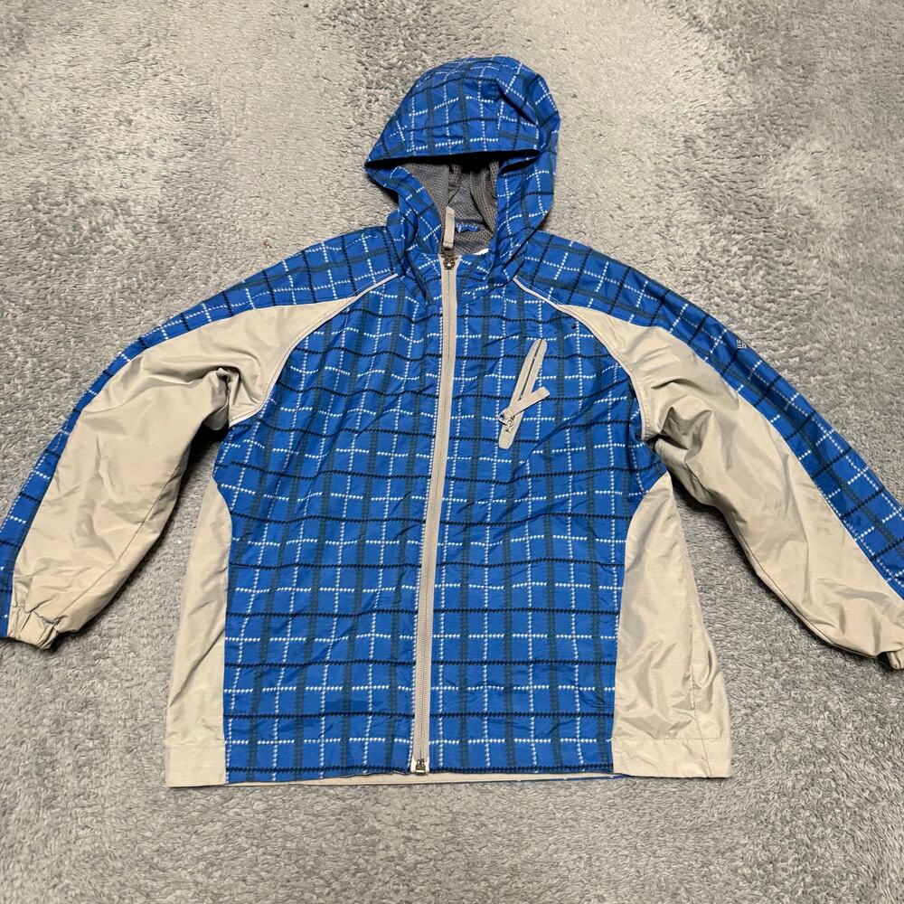 Columbia Jacket Kids Youth 6/7 Blue Nylon Rain Windbreaker Hooded Coat **